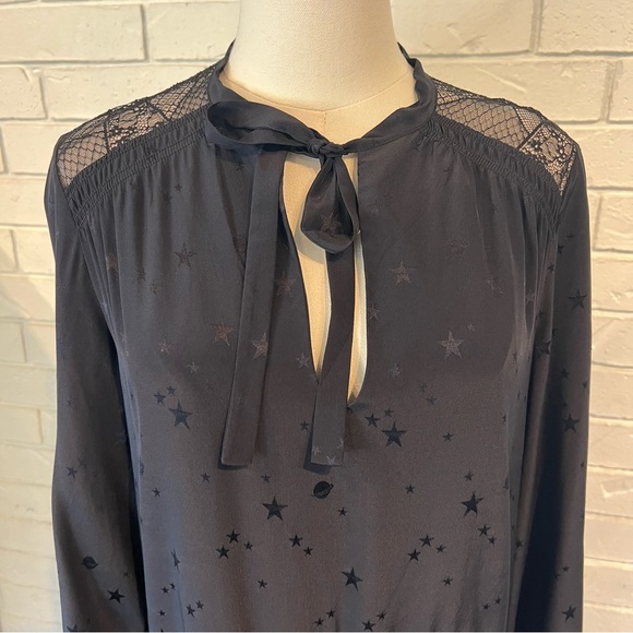 Zadig & Voltaire 100% Silk Riche Jac Deluxe Black Star Pattern Dress Womens M - Picture 16 of 16